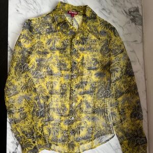 STAUD Yellow Printed Sheer Shirt, sz 2, LIKE NEW